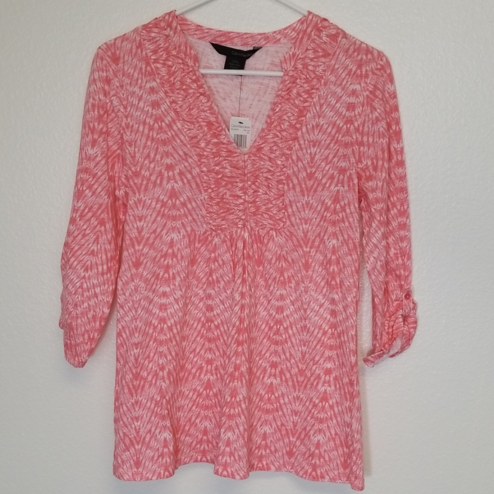 Calvin Klein Womens Shirt Size Small V-neck NWT